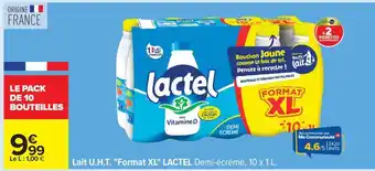 Carrefour Lait U.H.T. Format XL LACTEL Demi-écrémé, 10 x 1 L offre