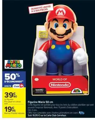 Carrefour Figurine Mario 50 cm offre