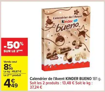 Carrefour Calendrier de l'Avent KINDER BUENO offre