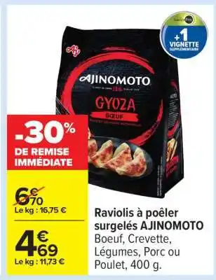Carrefour Raviolis à poêler surgelés AJINOMOTO offre
