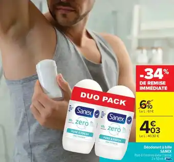 Carrefour Market Déodorant à bille sanex offre