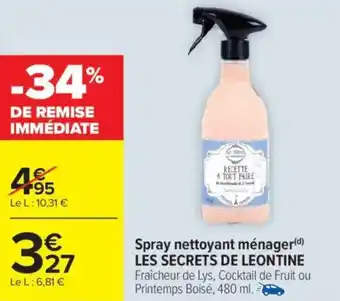 Carrefour Market Spray nettoyant ménager les secrets de leontine offre