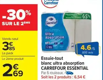 Carrefour Market Essuie-tout blanc ultra absorption carrefour essential offre