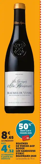 Bi1 Beaumes de venise aop rouge les garrigues d'eric beaumard 2020 offre