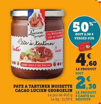 Bi1 Pate a tartiner noisette cacao lucien georgelin offre