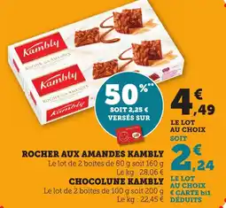 Bi1 Rocher aux amandes kambly, chocolune kambly offre