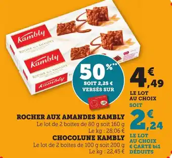 Bi1 Rocher aux amandes kambly, chocolune kambly offre