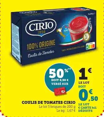 Bi1 Coulis de tomates cirio offre