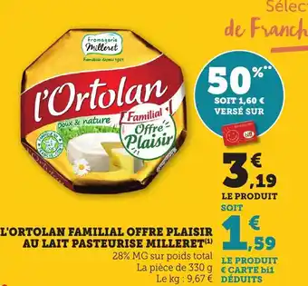 Bi1 L'ortolan familial offre plaisir au lait pasteurise milleret offre
