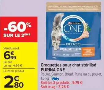 Carrefour Market Croquettes pour chat stérilisé purina one offre