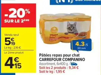 Carrefour Market Pâtées repas pour chat offre