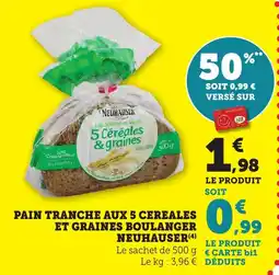 Bi1 Pain tranche aux 5 cereales et graines boulanger neuhauser offre