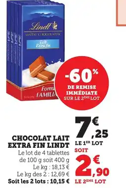 Bi1 Chocolat lait extra fin lindt offre