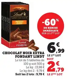 Bi1 Chocolat noir extra fondant lindt offre