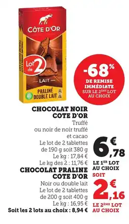 Bi1 Chocolat noir cote d'or offre