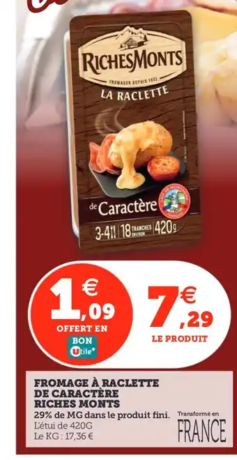 Utile RICHES MONTS Fromage à raclette de caractère offre