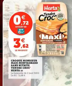 Utile HERTA Croque monsieur maxi montagnard sans nitrite tendre croc offre