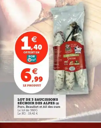 Utile Lot de 3 saucissons séchoir des alpes offre