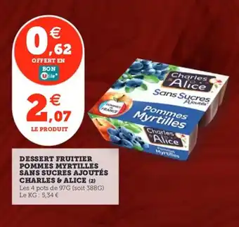 Utile CHARLES & ALICE Dessert fruitier pommes myrtilles sans sucres ajoutés offre