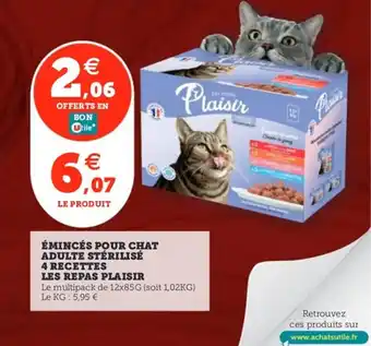 Utile Émincés pour chat adulte stérilisé 4 recettes les repas plaisir offre
