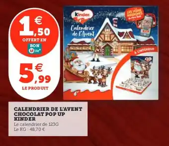 Utile KINDER Calendrier de l'avent chocolat pop up offre
