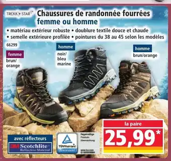 Norma TREKKSTAR Chaussures de randonnée fourrées femme ou homme offre
