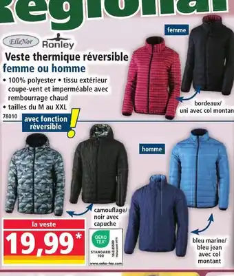 Norma ELLE NOR RONLEY Veste thermique réversible femme ou homme offre
