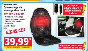 Norma DUNLOP Couvre-siège de massage chauffant offre