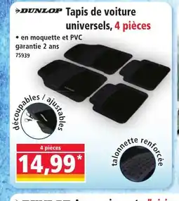 Norma DUNLOP Tapis de voiture universels, 4 pièces offre