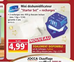 Norma SAUBERMAX Mini déshumidificateur Starter Set + recharges offre