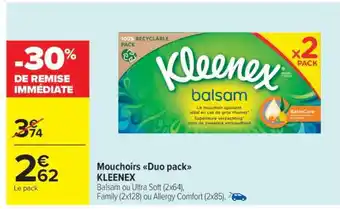 Carrefour Market Mouchoirs Duo pack KLEENEX offre