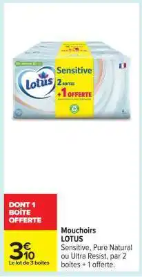 Carrefour Mouchoirs Lotus offre