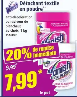 Norma VANISH Détachant textile en poudre offre
