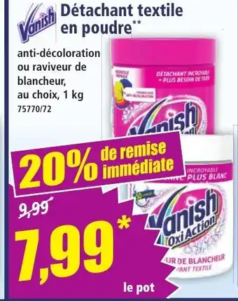 Norma VANISH Détachant textile en poudre offre