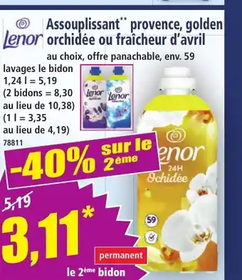 Norma LENOR Assouplissant provence, golden orchidée ou fraîcheur d'avril offre