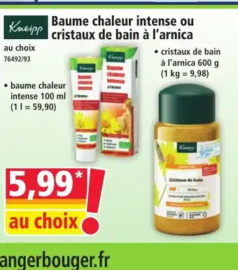 Norma KNEIPP Baume chaleur intense ou cristaux de bain à l'arnica offre