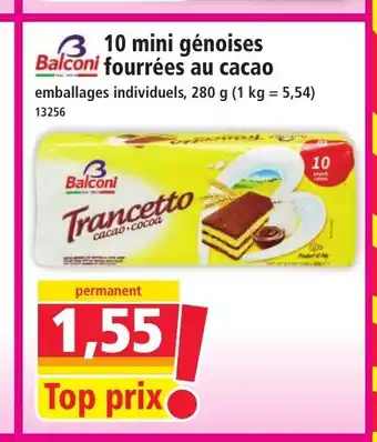 Norma BALCONI 10 mini génoises Balconi fourrées au cacao offre
