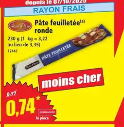 Norma Pâte feuilletée ronde offre