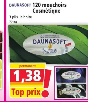 Norma DAUNASOFT 120 mouchoirs Cosmétique offre