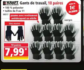 Norma KRAFT Gants de travail, 10 paires offre