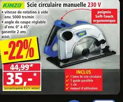 Norma KINZO Scie circulaire manuelle 230 V offre