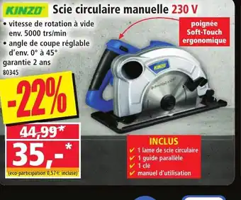 Norma KINZO Scie circulaire manuelle 230 V offre