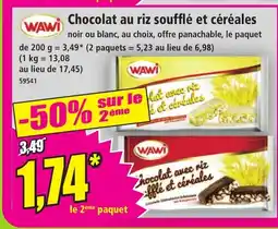 Norma WAWI Chocolat au riz soufflé et céréales offre