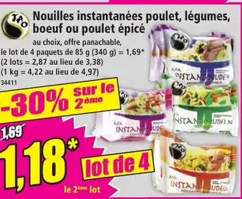 Norma Nouilles instantanées poulet, légumes, boeuf ou poulet épicé offre