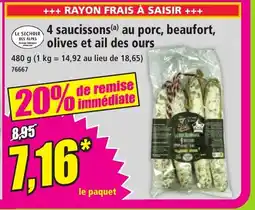 Norma LE SECHOIR DES ALPES 4 saucissons au porc, beaufort, olives et ail des ours offre