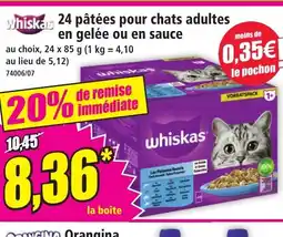 Norma WHISKAS 24 pâtées pour chats adultes en gelée ou en sauce offre