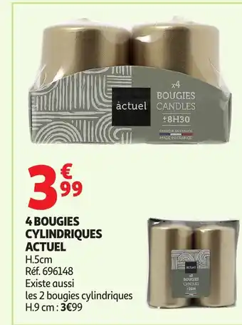 Auchan ACTUEL 4 bougies cylindriques offre