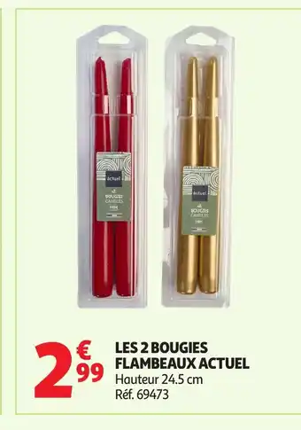 Auchan ACTUEL Les 2 bougies flambeaux offre