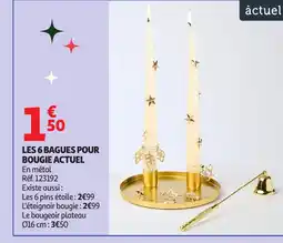 Auchan ACTUEL Les 6 bagues pour bougie offre