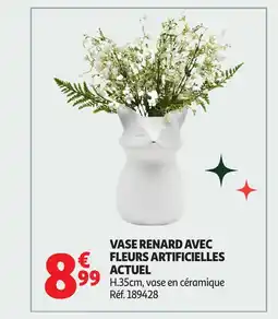 Auchan ACTUEL Vase renard avec fleurs artificielles offre